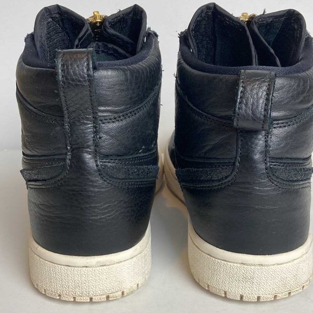 Air Jordan 1 Retro High Zip Black Sail Leather Gold Women’s 7.5 Punk Streetwear - Picture 12 of 16